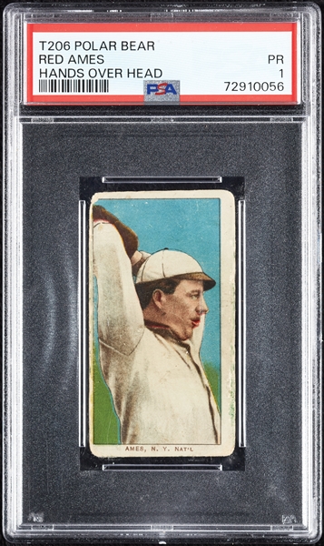 1909-11 T206 Red Ames Hands Over Head PSA 1