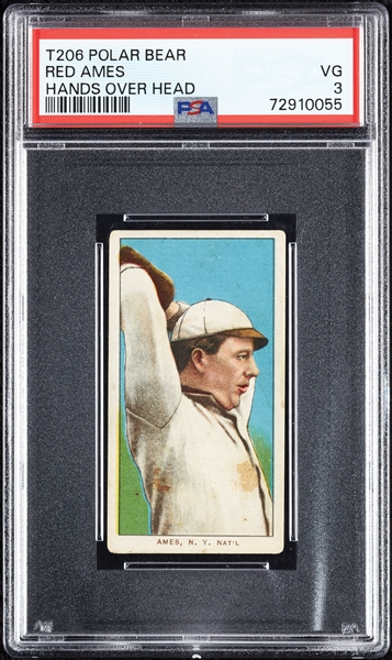1909-11 T206 Red Ames Hands Over Head PSA 3