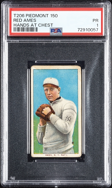 1909-11 T206 Red Ames Hands At Chest PSA 1