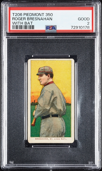 1909-11 T206 Roger Bresnahan With Bat PSA 2