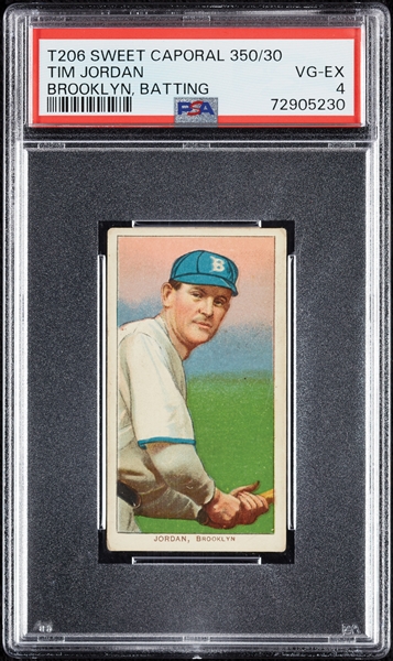 1909-11 T206 Tim Jordan Brooklyn, Batting PSA 4