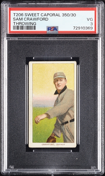 1909-11 T206 Sam Crawford Throwing PSA 3