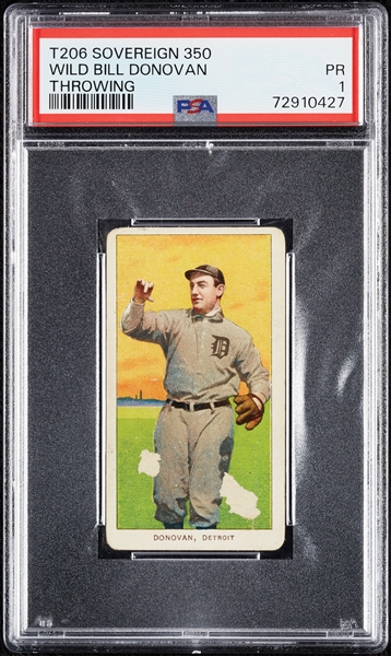 1909-11 T206 Wild Bill Donovan Throwing (Sovereign 350 Back) PSA 1