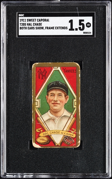 1911 T205 Gold Border Hal Chase (Both Ears Show, Frame Extends) SGC 1.5