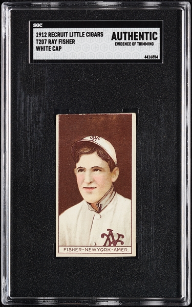 1912 T207 Brown Background Ray Fisher White Cap SGC Authentic