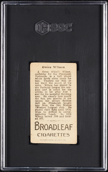 1912 T207 Brown Background Owen Wilson SGC 1.5