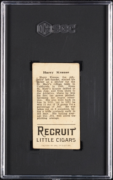 1912 T207 Brown Background Harry Krause SGC 4
