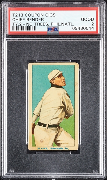 1914 T213 Coupon Cigarettes (Type 2) Chief Bender Trees Background, Phila. Natl. PSA 2