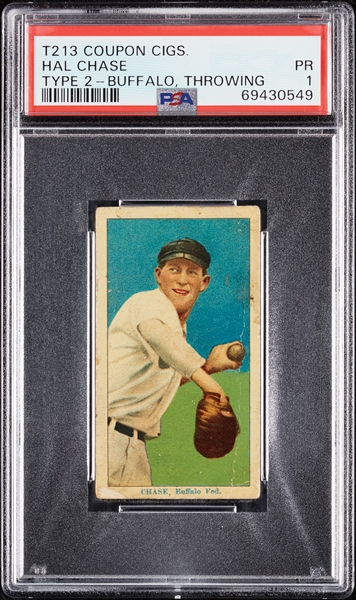 1914 T213 Coupon Cigarettes (Type 2) Hal Chase Buffalo, Throwing PSA 1
