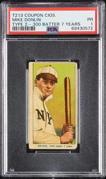 1914 T213 Coupon Cigarettes (Type 2) Mike Donlin .300 Batter 7 Years PSA 1