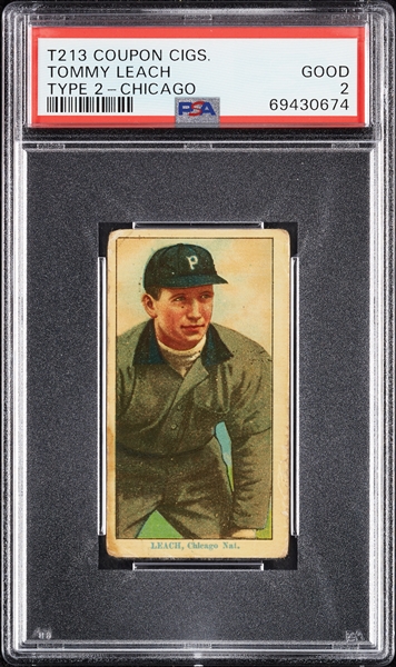 1914 T213 Coupon Cigarettes (Type 2) Tommy Leach Chicago PSA 2