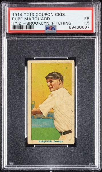 1914 T213 Coupon Cigarettes (Type 2) Rube Marquard Brooklyn, Pitching PSA 1.5