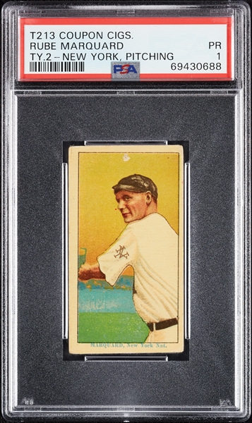 1914 T213 Coupon Cigarettes (Type 2) Rube Marquard New York, Pitching PSA 1