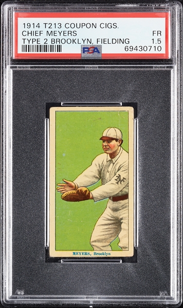 1914 T213 Coupon Cigarettes (Type 2) Chief Meyers Brooklyn, Fielding PSA 1.5