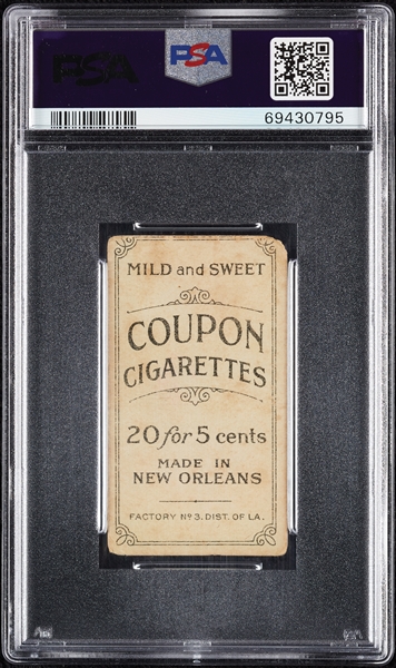 1914 T213 Coupon Cigarettes (Type 2) Joe Tinker Chicago, Nat. Bat On Shoulder PSA 1
