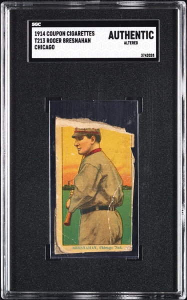 1914 T213 Coupon Cigarettes (Type 2) Roger Bresnahan Chicago SGC Authentic