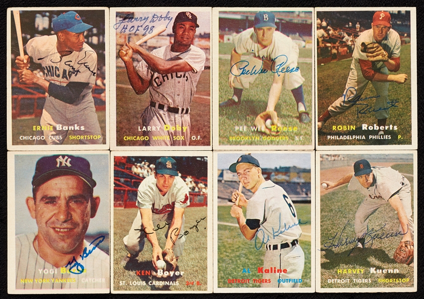 Signed 1957 Topps Baseball Near Set (387/407)