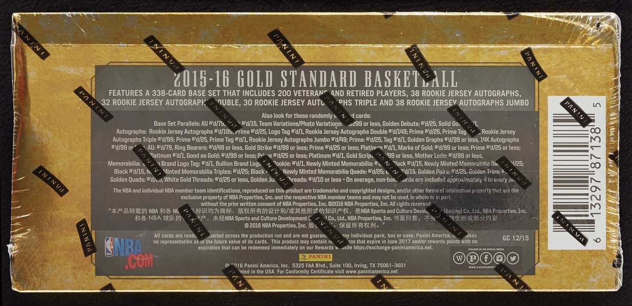 2015-16 Panini Gold Standard Basketball Box 