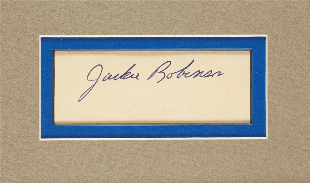 Jackie Robinson Cut Signature from GPC with Framed Photo (JSA)