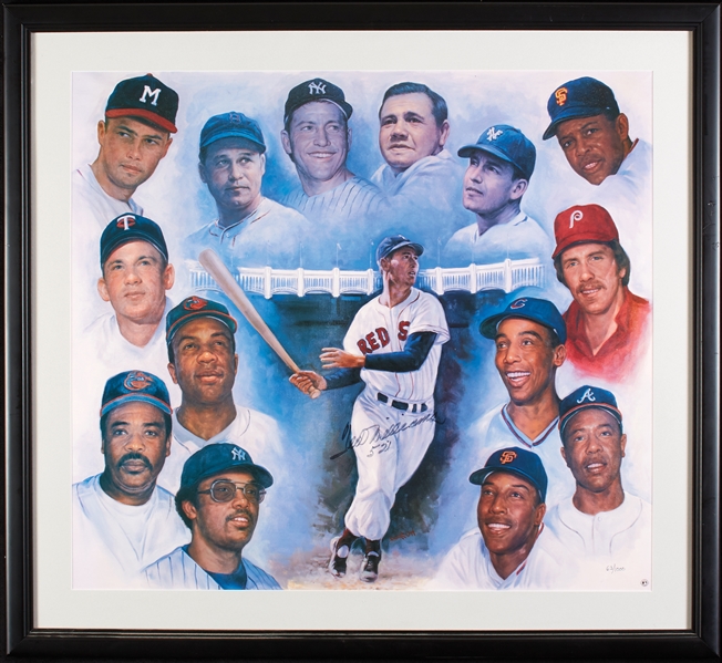 Ted Williams Signed 500 Home Run Lithograph Inscribed 521 (BAS)