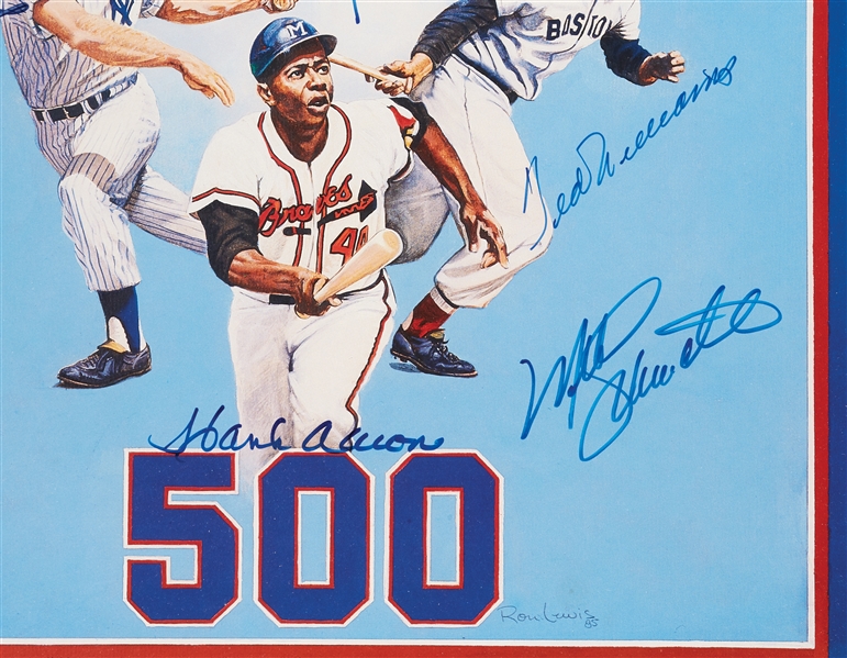 500 Home Run Club Signed Framed Print with Mickey Mantle (11) (BAS)