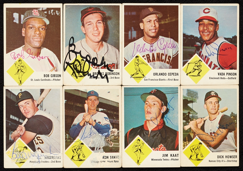 Signed 1963 Fleer Baseball Near Set (54/66)