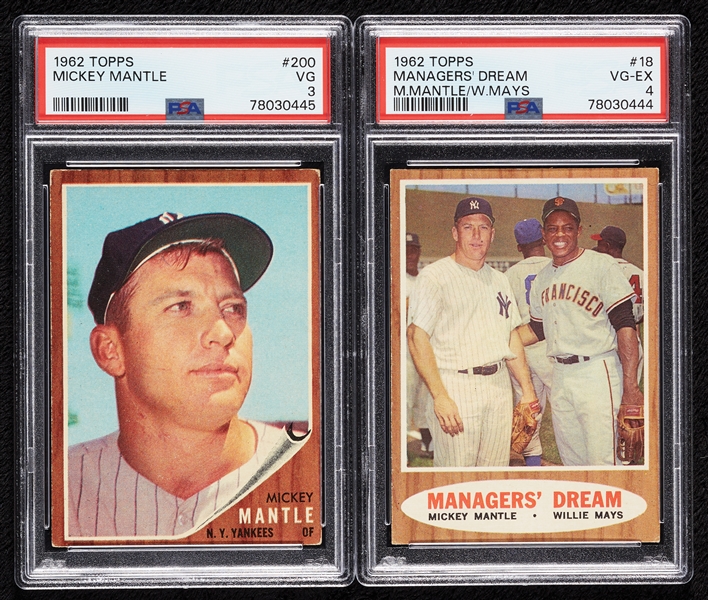 1962 Topps Mickey Mantle PSA-Graded Pair (2)