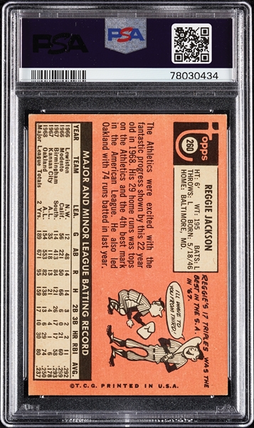 1969 Topps Reggie Jackson RC No. 260 PSA 4