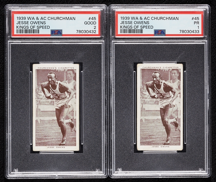 1939 WA & AC Churchman Jesse Owens PSA-Graded Pair (2)