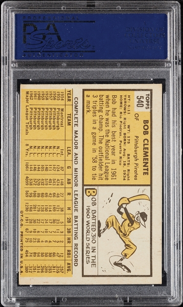 1963 Topps Roberto Clemente No. 540 PSA 4