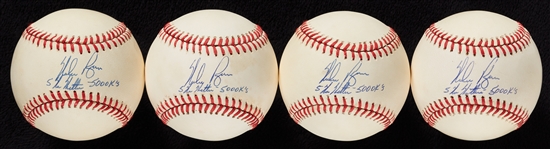 Nolan Ryan Single-Signed OAL Baseballs Group Inscribed "5 No Hitters- 5000 Ks" (BAS) (4)