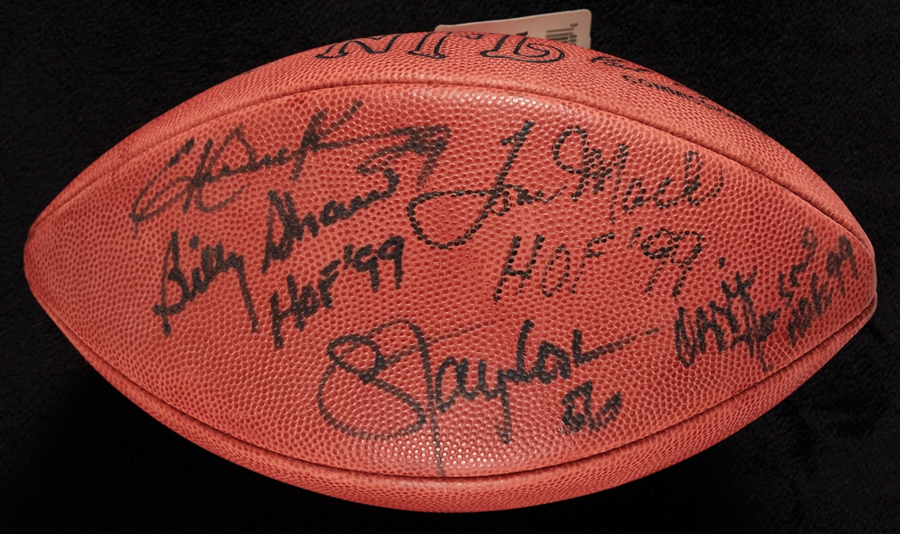 NFL HOF Class of 1999 Signed Football with Taylor, Dickerson, Newsome, Mack & Shaw (BAS)