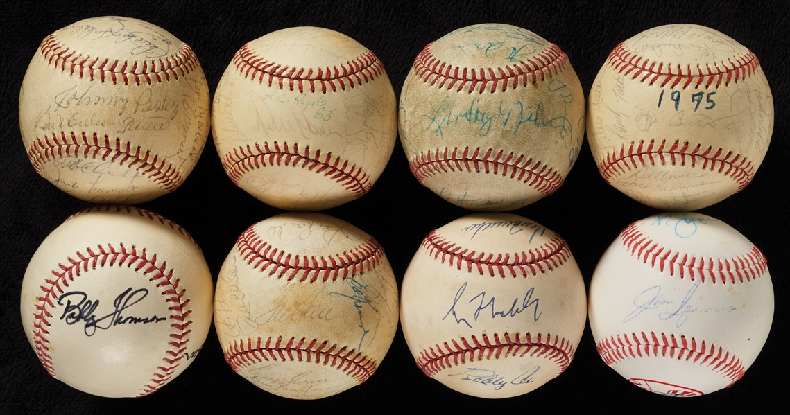 Team-Signed Baseballs Group with Red Sox, Mets, Braves (8)