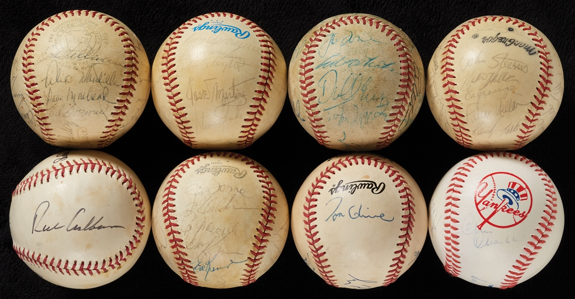 Team-Signed Baseballs Group with Red Sox, Mets, Braves (8)