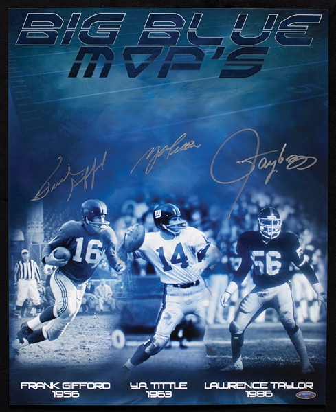 New York Giants MVPs Signed 16x20 Photo with Gifford, Tittle, Taylor (Tri-Star)