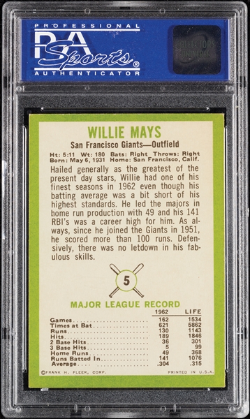 1963 Fleer Willie Mays No. 5 PSA 7