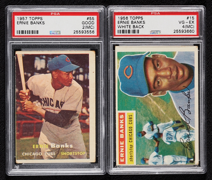 Ernie Banks 1956 & 1957 Topps PSA-Graded Pair (2)