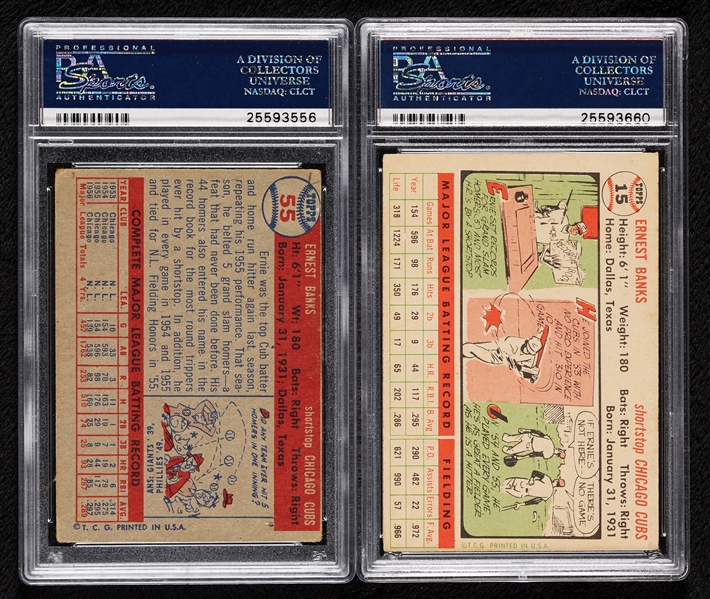 Ernie Banks 1956 & 1957 Topps PSA-Graded Pair (2)