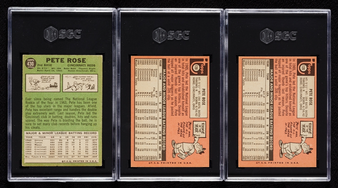 Pete Rose SGC-Graded 1967 & 1969 Topps Group (3)