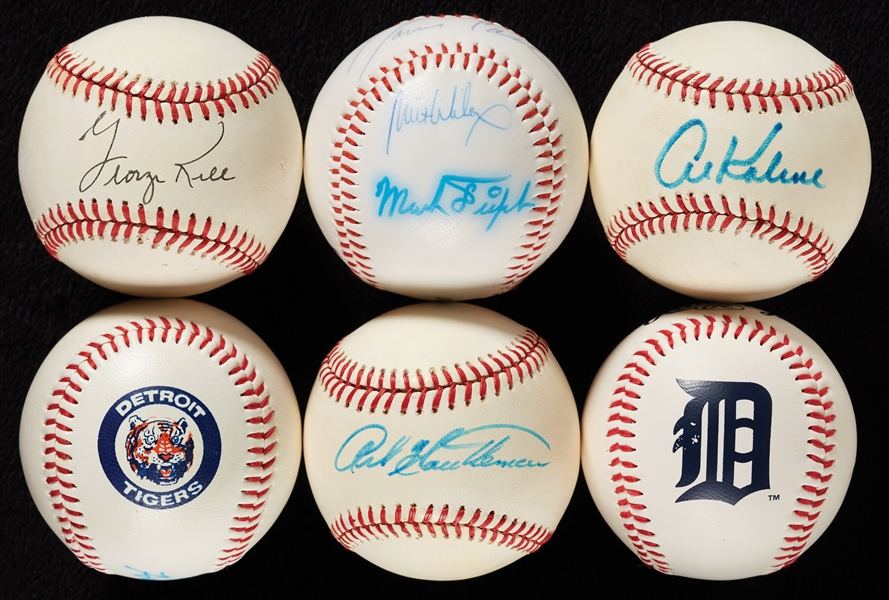 Detroit Tigers Signed Baseballs Group with Norm Cash, Kaline, Kuenn (6)