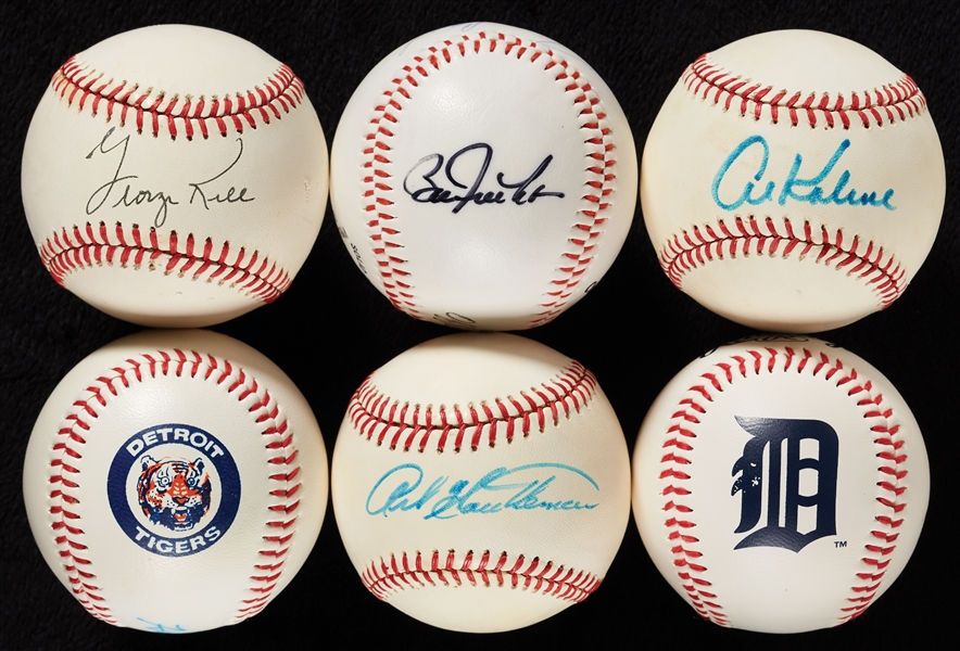 Detroit Tigers Signed Baseballs Group with Norm Cash, Kaline, Kuenn (6)