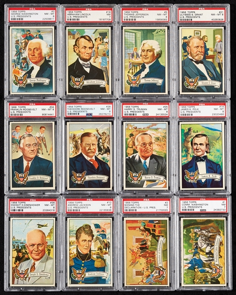1956 Topps Presidents Mostly PSA 8 Complete Set (36) - 33rd on PSA Set Registry