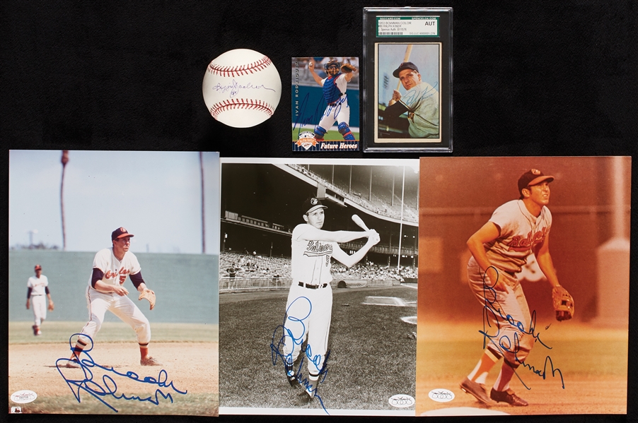 Signed Photo, Card & Baseball Group with Brooks Robinson, Reggie Jackson (24)
