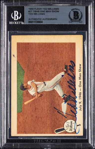 Ted Williams Signed 1959 Fleer Ted Williams One Man Show No. 27 (BAS)