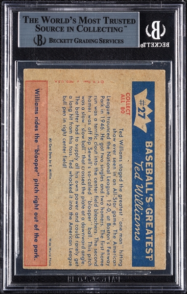 Ted Williams Signed 1959 Fleer Ted Williams One Man Show No. 27 (BAS)