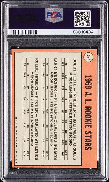 1969 Topps Rollie Fingers RC No. 597 PSA 8