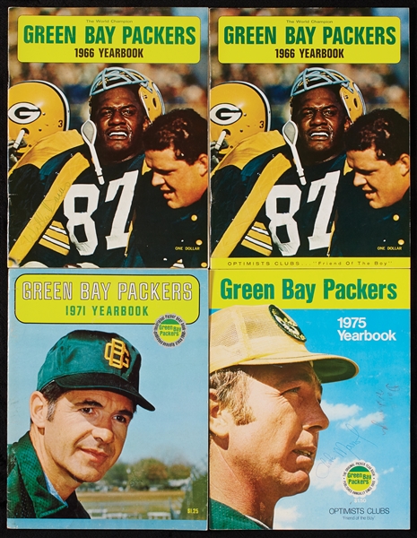 1966, 1971 and 1975 Green Bay Packers Yearbooks, Five Autos, Including Starr (5)