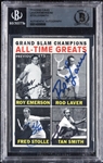 Tennis Legends Signed Card with Emerson, Stolle, Laver, Smith (BAS)