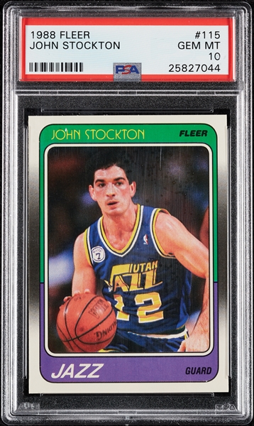 1988 Fleer John Stockton RC No. 115 PSA 10