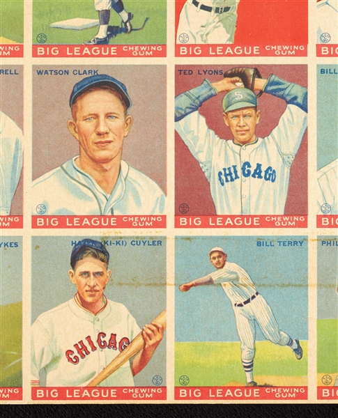 1933 V353 Goudey Baseball Uncut Sheet With 5 HOFers